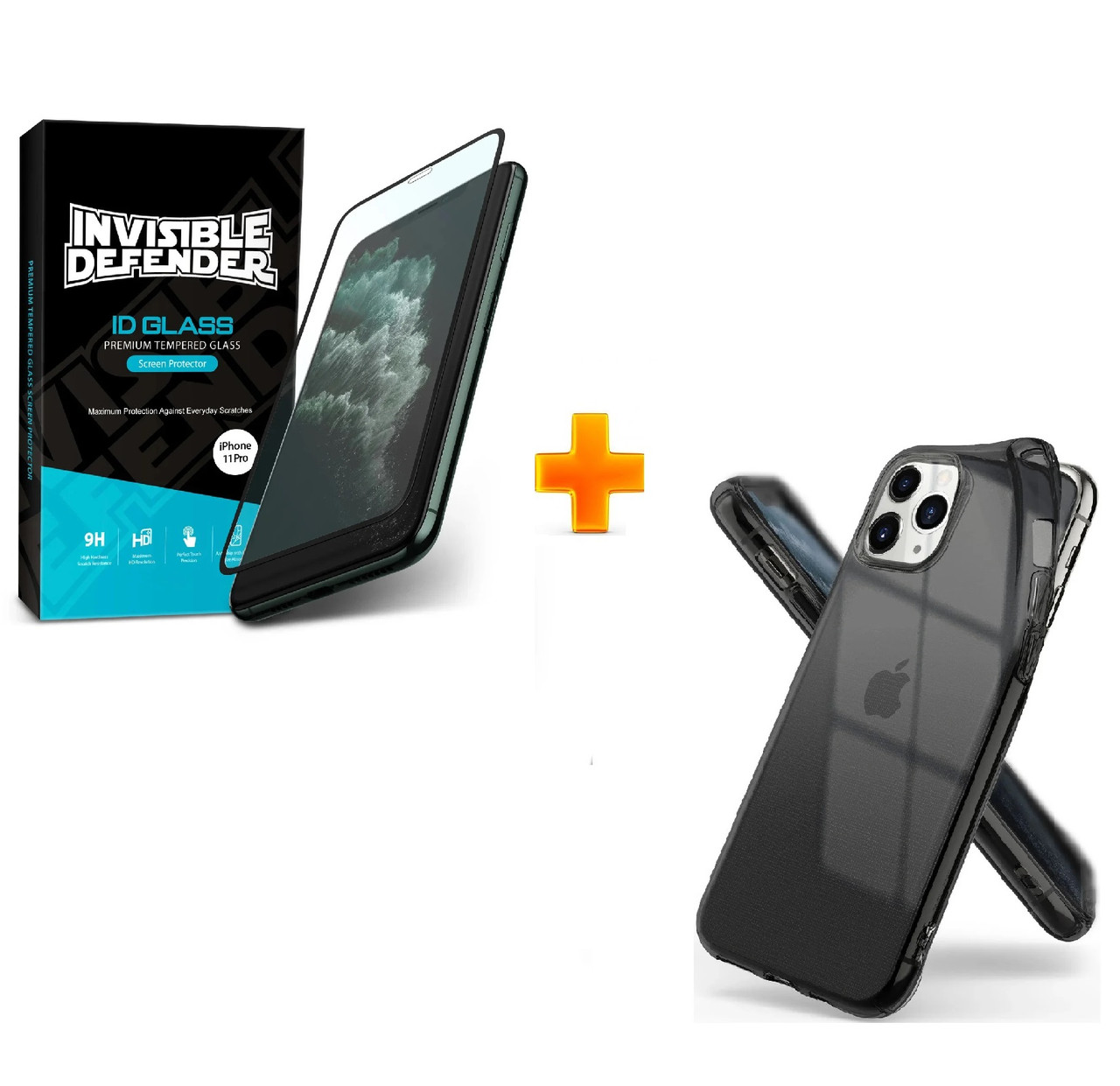 

Комплект 2в1: чехол Ringke Air Smoke Black + защитное стекло Ringke Invisible Defender для iPhone 11 Pro, Черный