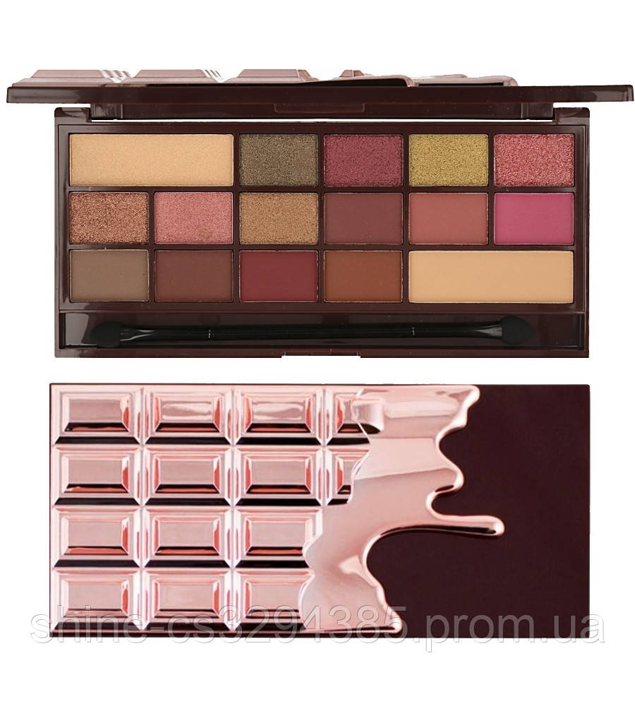 

Палетка теней для век Makeup Revolution Rose Gold Chocolate Palette Мейкап Революшн тени набор Шоколадка тіні