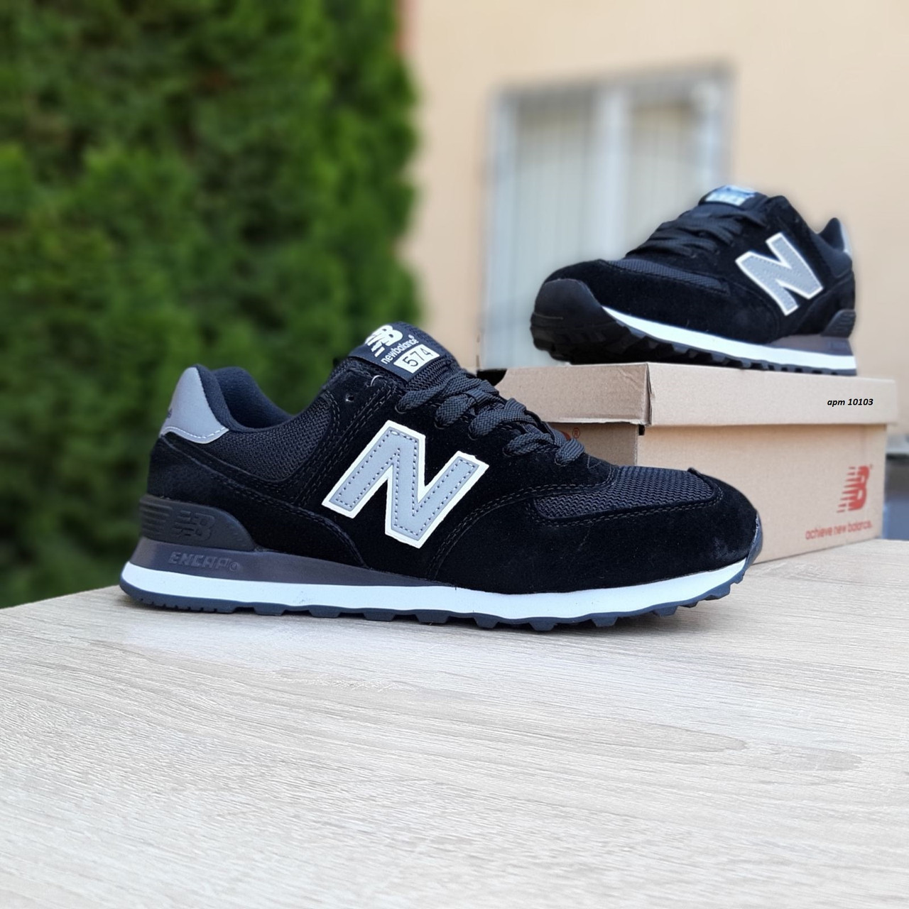 

Кроссовки мужские New Balance 574 черные, Нью Баланс 574, дышащий материал, замша, прошиты. Код OD-10103 43