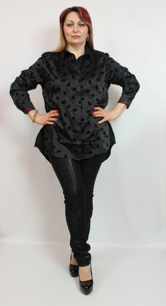Турецкая женская черная блузка больших размеров 50-60