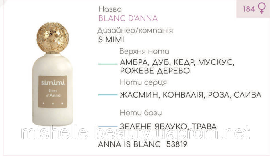 

Концентрат ANNA IS BLANC (110гр) (Альтернатива Simimi Blanc d'Anna)