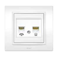 

Розетка El-Bi ZENA Белый компьютерная+ телефонная (RJ45 Cat6 + Rj11) 609-010200-249
