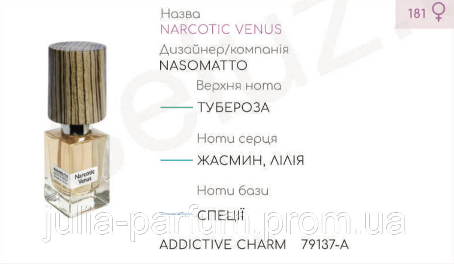 

Концентрат ADDICTIVE CHARM (120гр) (Альтернатива Narcotic Venus Nasomatto)