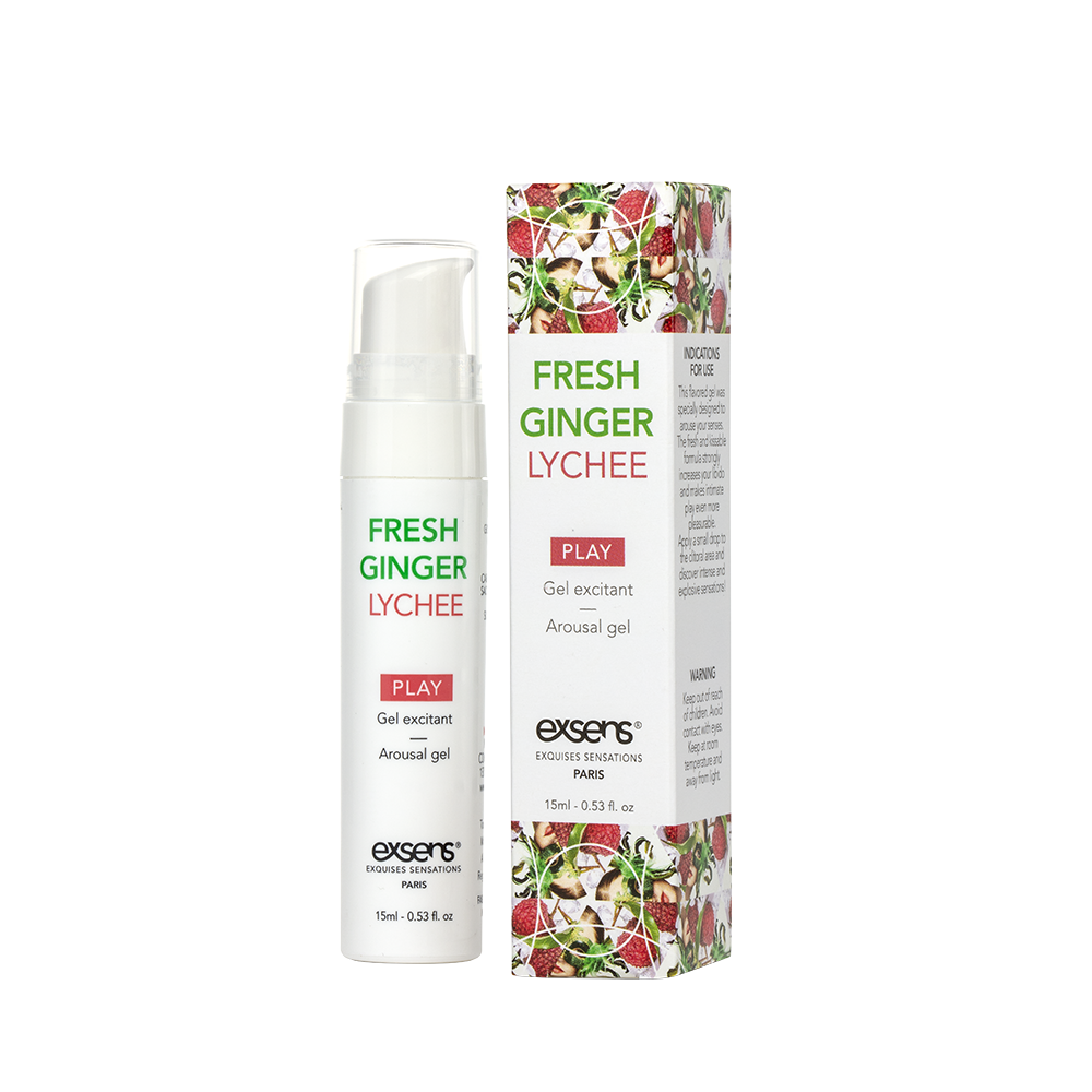 

Стимулирующий гель EXSENS Kissable Fresh Ginger Litchi 15мл, можно для поцелуев, охлаждающий