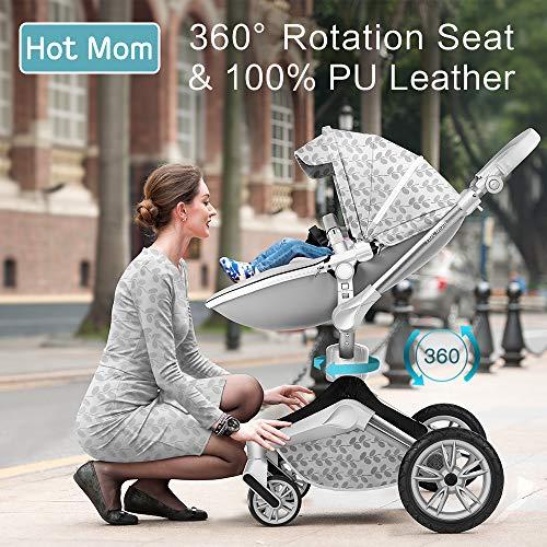 

Оригинальная детская коляска 3в1 Hot Mom New 360 Grey Leaves Серая листва