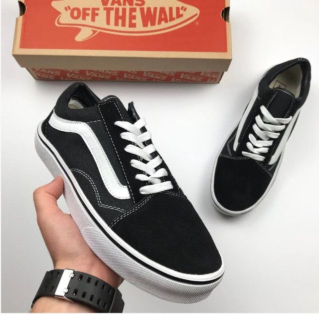 

Кеды Vans Old Skool Black White | кеды мужские и женские вэнс; черно-белые 7.5, Черно-белый