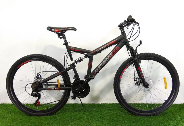 Горный двухподвесный велосипед Azimut Power 26 D+ черно-салатовый