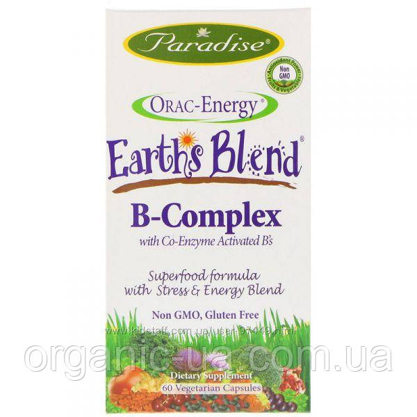 

Paradise Herbs, Earth's Blend, комплекс витаминов группы B с Nature's C, 60 вегетарианских капсул