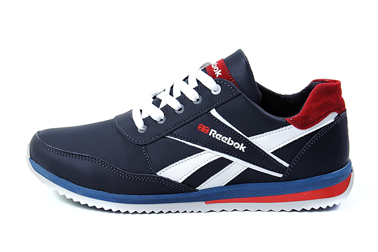 

Мужские кожаные кроссовки Anser Reebok NS blue (реплика), Синий