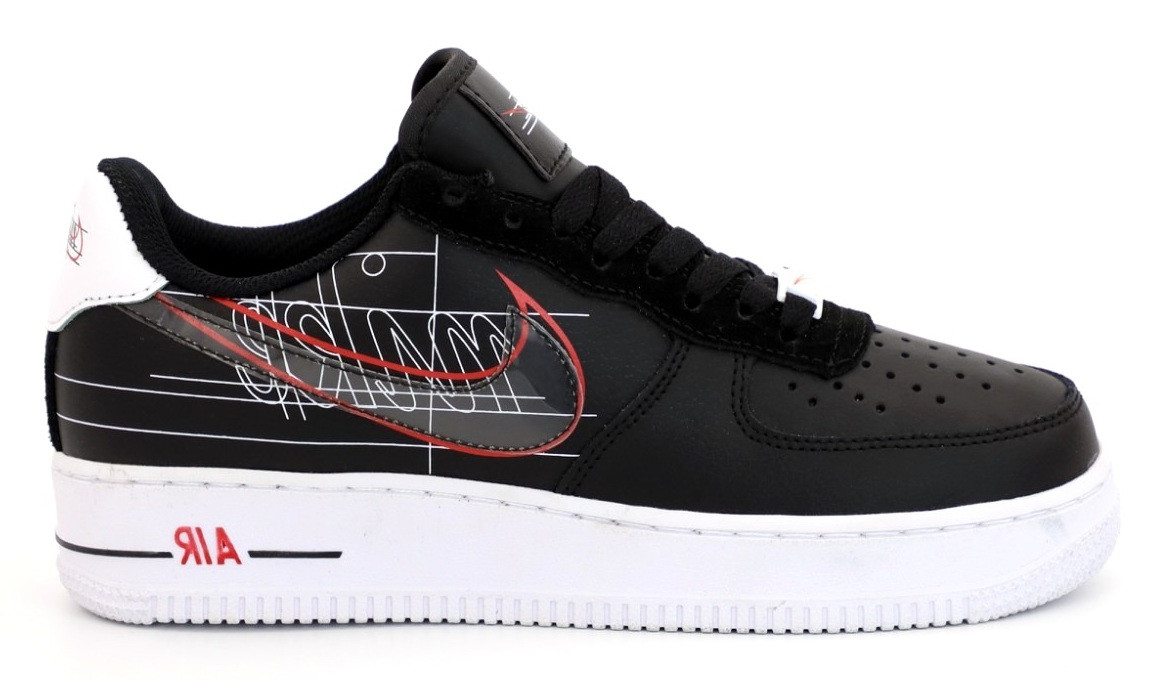 

Женские Кроссовки Nike Air Force 1 Low Black "Script Swoosh" - "Черные Белые, Черный