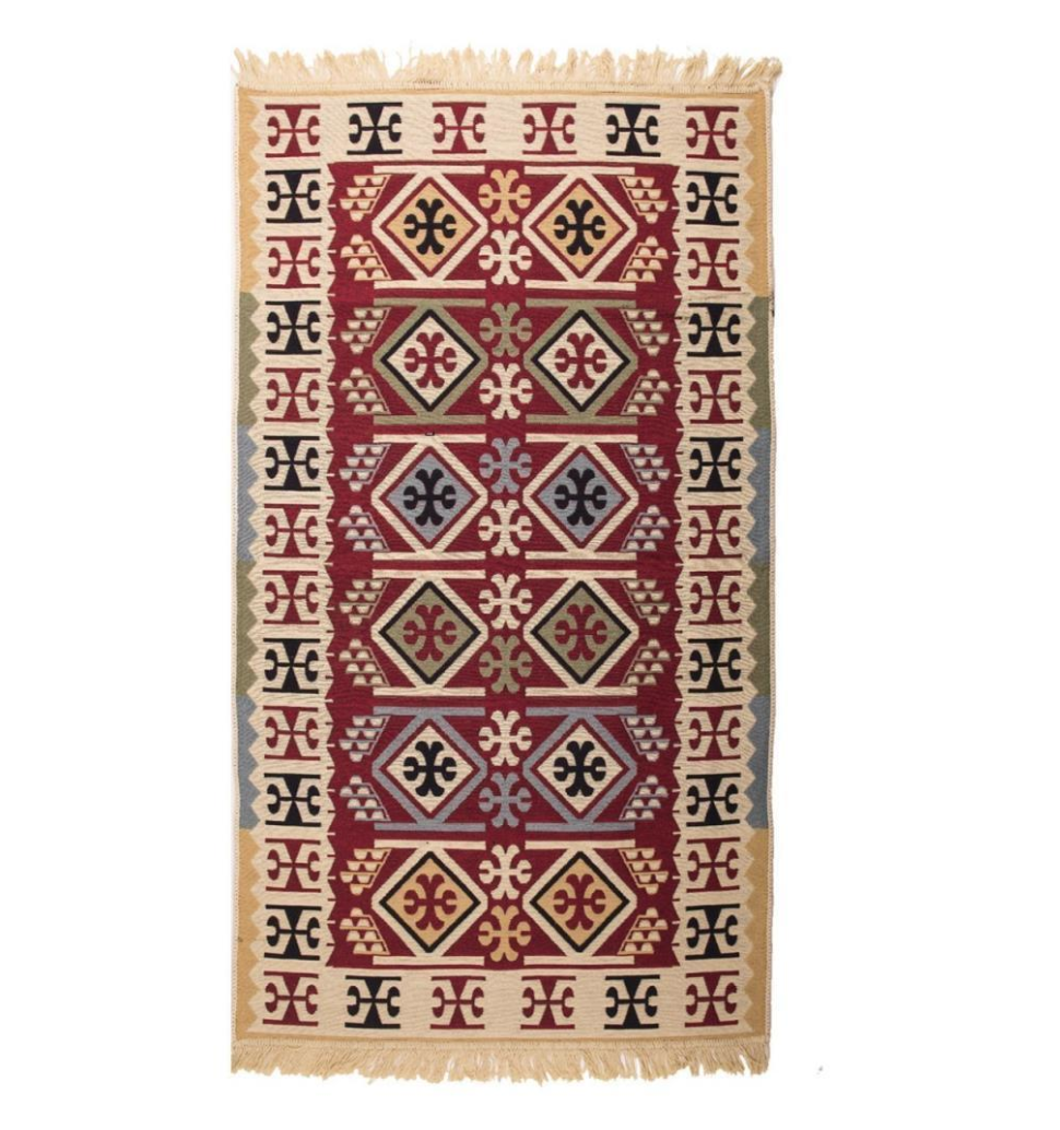 Хлопковый плетёный двухсторонний ковер Shana Ladin 120Х180 см. Килим, экоковрик. Турция, Белый