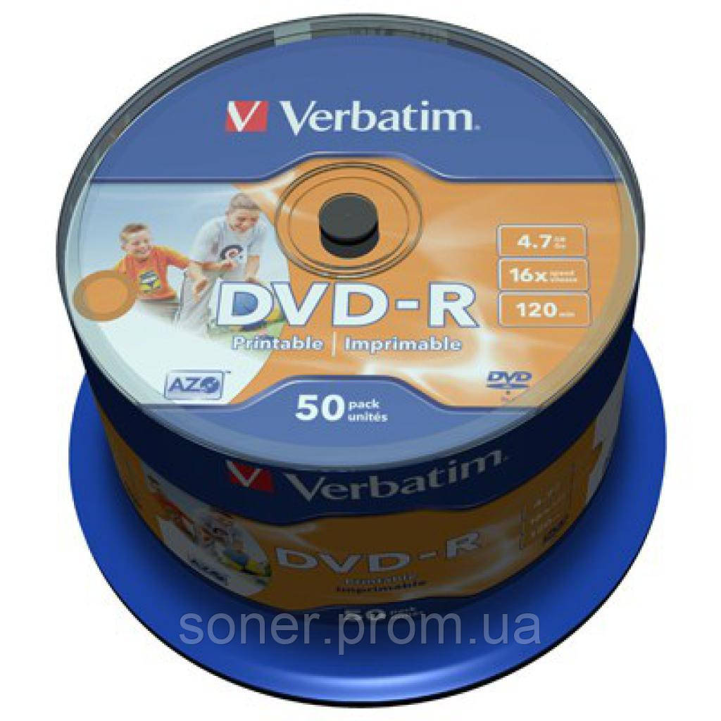 

Диск DVD Verbatim 4.7Gb 16X CakeBox 50шт AZO Print (43533)