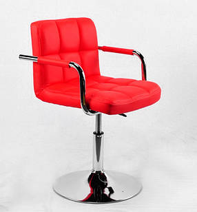 Кресло парикмахера ARNO (Арно) CH-BASE ЭК красное на блине с подлокотниками экокожа