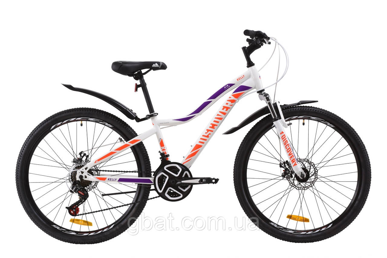 

Велосипед 26" Discovery KELLY DD 2020 (бело-фиолетовый с оранжевым)