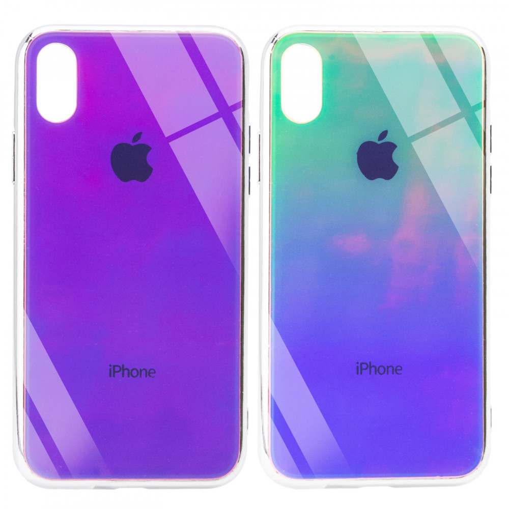 

TPU+Glass чехол Gradient Rainbow с лого для Apple iPhone X / XS (5.8