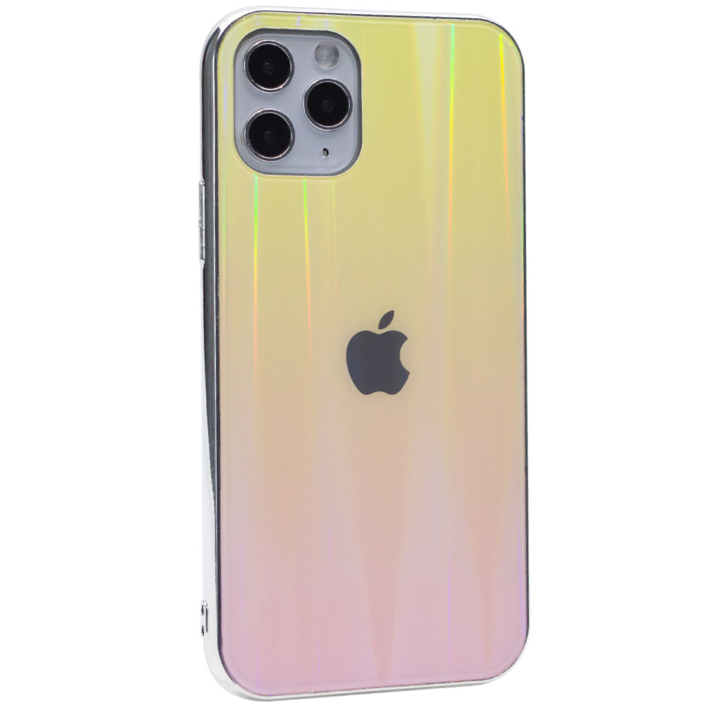 

TPU+Glass чехол Gradient Aurora с лого для Apple iPhone 11 Pro Max (6.5"), Золотой / розовый