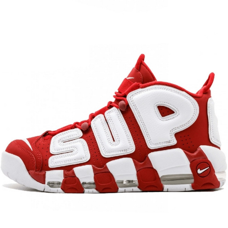 Кросівки жіночі Nike Air More Uptempo Supreme (червоні-білі) (на стилі)