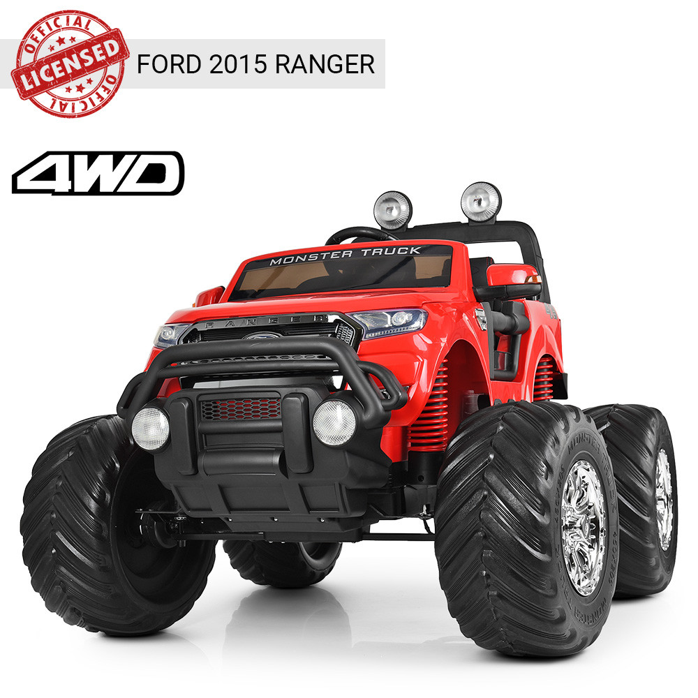 

Детский электромобиль Ford Ranger Monster Truck (4 мотора по 35W, 2аккум)Джип Bambi M 4013(MP4)EBLR-3 Красный