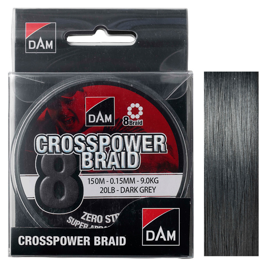 

Шнур DAM CROSSPOWER 8-BRAID 150м 0,13мм 7,2кг/16Lb (dark grey)