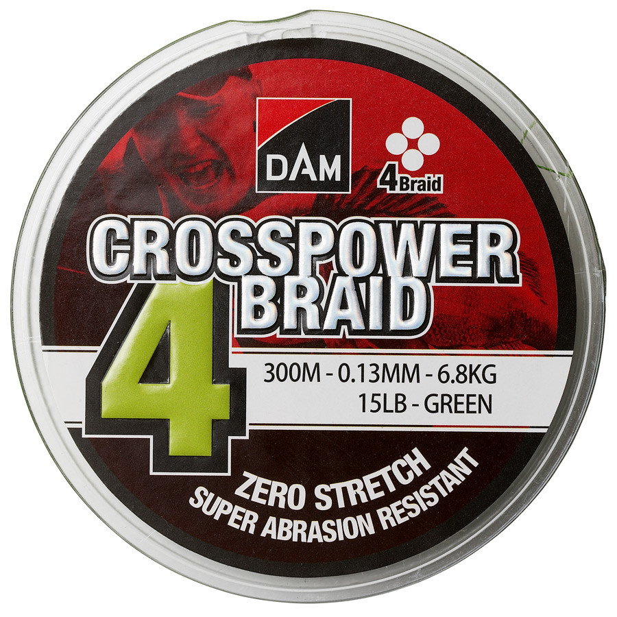 

Шнур DAM CROSSPOWER 4-BRAID 300м 0,10мм 4,5кг/10Lb (green)