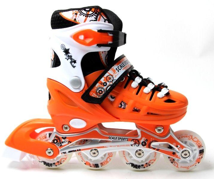 

Детские Ролики Scale Sports. Orange LF 905, размер 29-33. раздвижные, 4-х колесные, Оранжевый цвет, (для