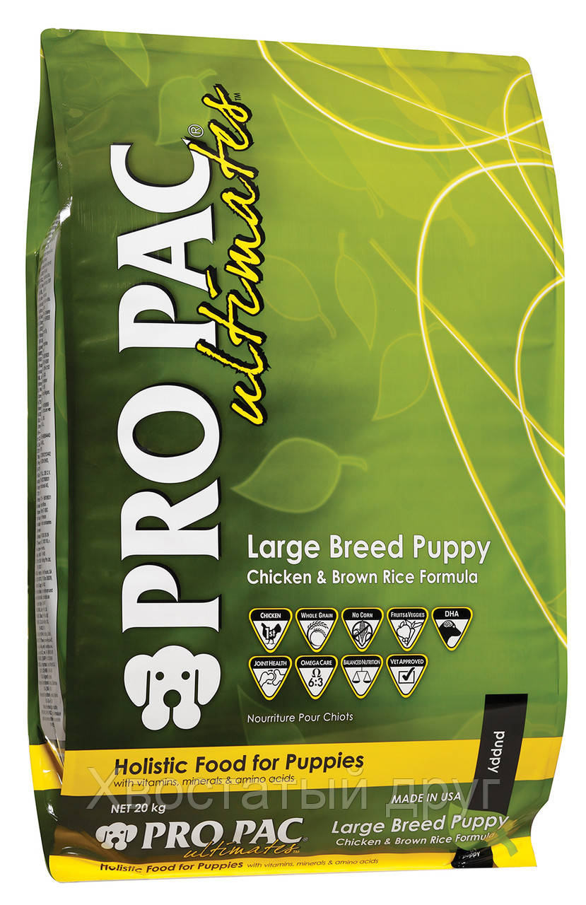 

Сухий корм для цуценят великих порід Pro Pac DOG Large Breed Puppy Chicken & Brown Rice Formula 20 кг