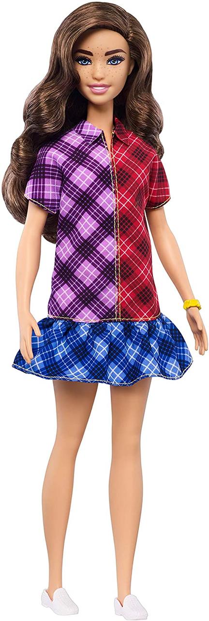 Кукла Барби Модница шатенка в клетчатом платье Barbie Fashionistas