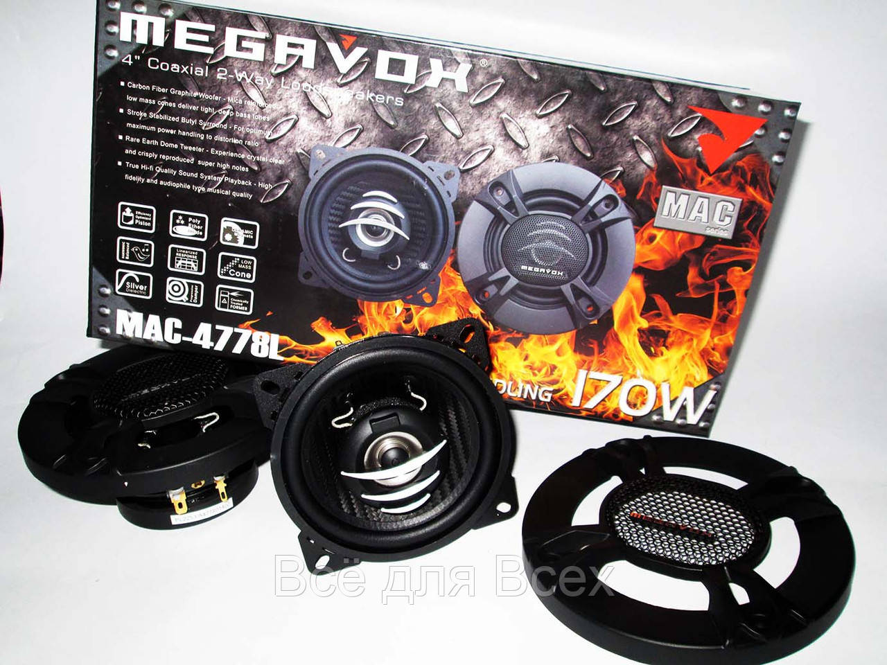 

Автомобильные колонки MEGAVOX MAC-4778L (170Вт) 2х полосные