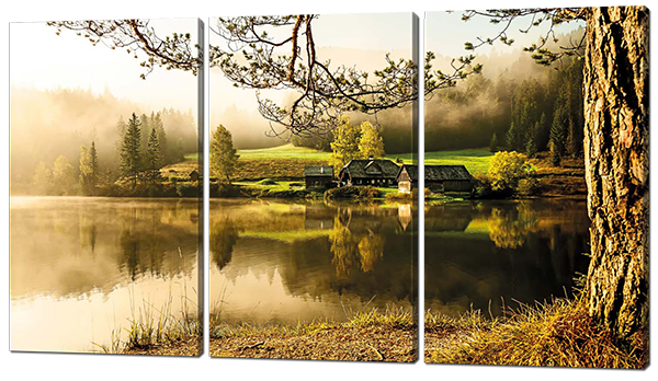 

Модульная картина Домики на озере 124*70 см Код: W374