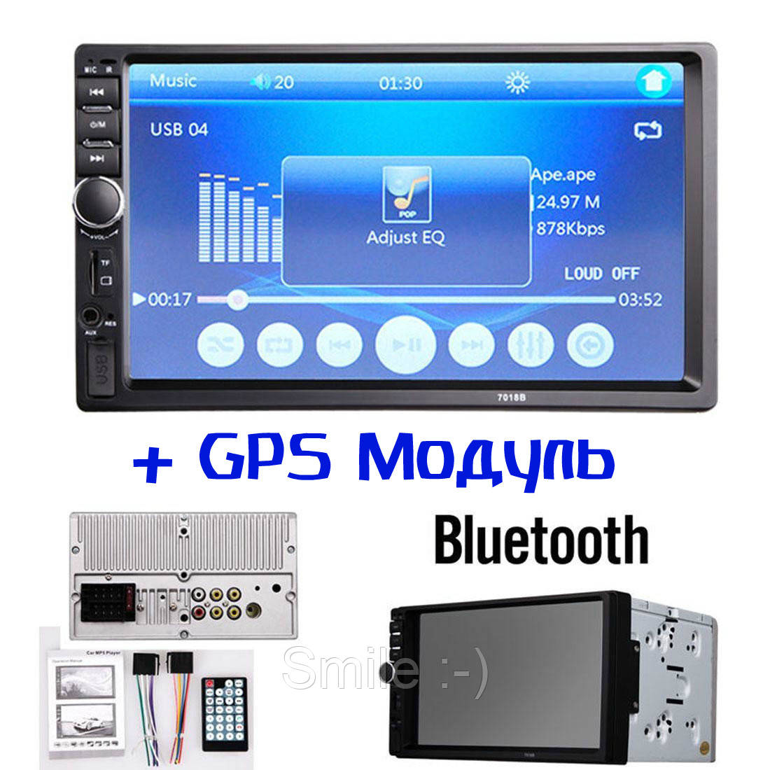 

2din Pioneer 7018G GPS Магнитола 7" Экран + AV-in + пульт (короткая база)