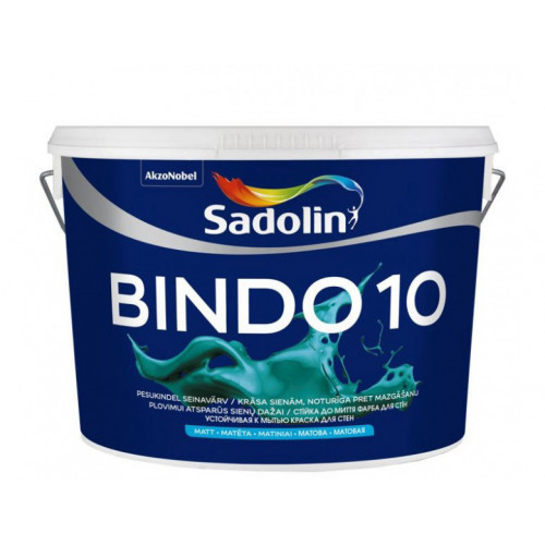 

Краска для стен Sadolin Bindo 10 белая матовая моющаяся, Белый