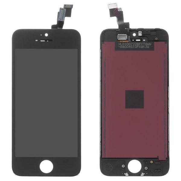 Дисплей для Apple iPhone 5S, iPhone SE, черный, с тачскрином, с рамкой
