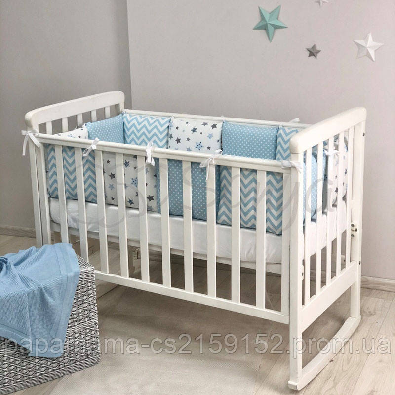 

Бортики+простынь Baby Design, Stars голубой