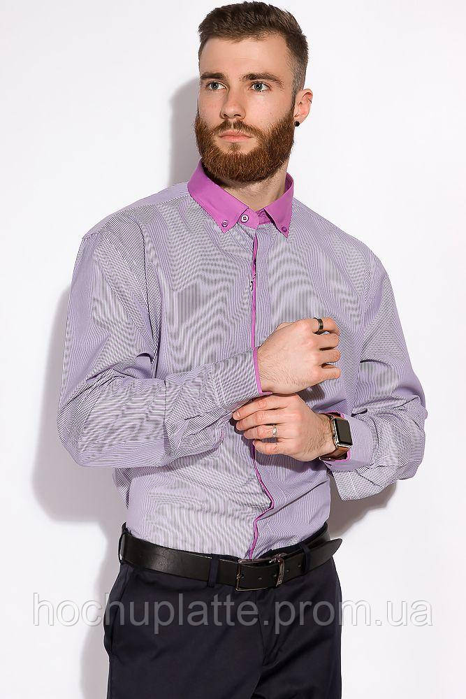 

Мужская рубашка ,с контрастным вортником,в полоску с хлопка и полиэстера, с длинным рукавом (с-ххл)