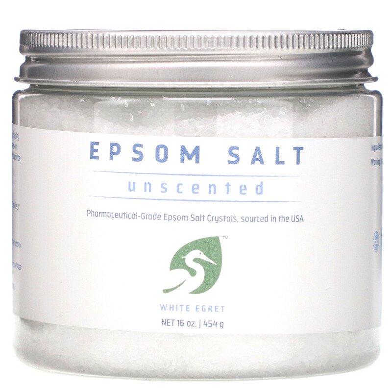 

White Egret Personal Care, Английская соль, Epsom Salt Соль для ванны без запаха, 454 г