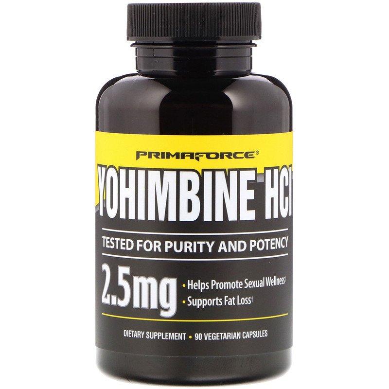 

Primaforce, Yohimbine HCl, 2,5 мг, Йохимбе 90 вег капсул