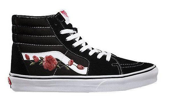 

Кеды Vans Old Skool SK-8 HI Roses "Black White" - "Черные Белые" (Копия ААА, Черный