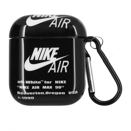 

Силиконовый чехол с карабином для наушников Apple AirPods XCase Nike Air Off-White (Найк Эир Оф-Вайт) Черный, Black