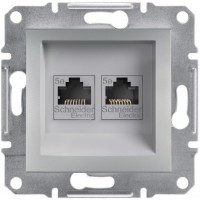 

Розетка компьютерная, RJ45, кат.5е, UTP, двойная Алюминий Asfora, EPH4400161