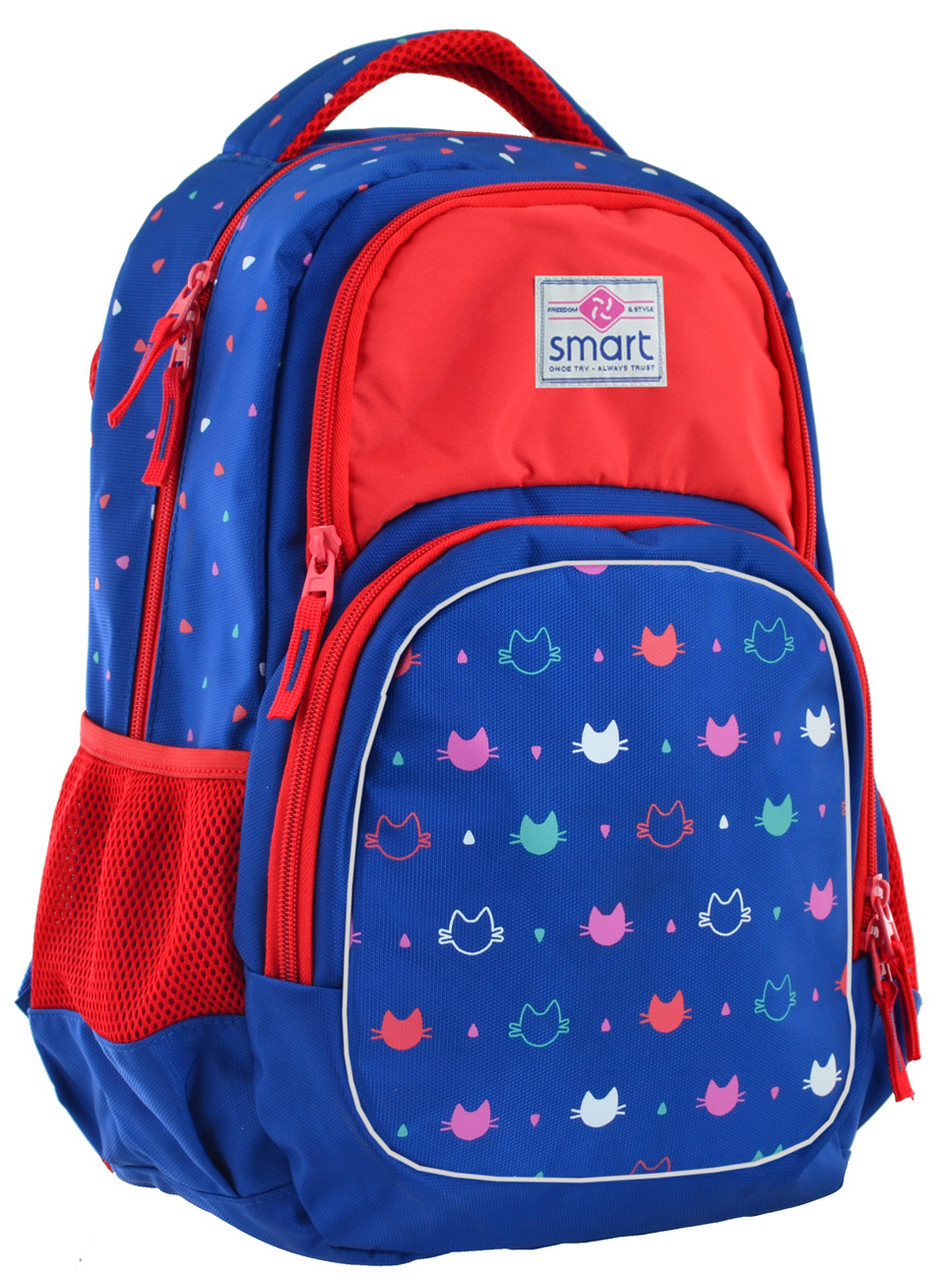 

Рюкзак школьный Smart SG-26 "Cute cats" (557067), Синий / красный