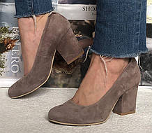 Nona! жіночі якісні класичні туфлі колір какао замша взуття на підборах 7,5 см