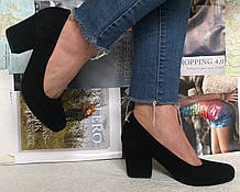 Nona! жіночі якісні класичні туфлі чорна замша взуття на підборах 7,5 см