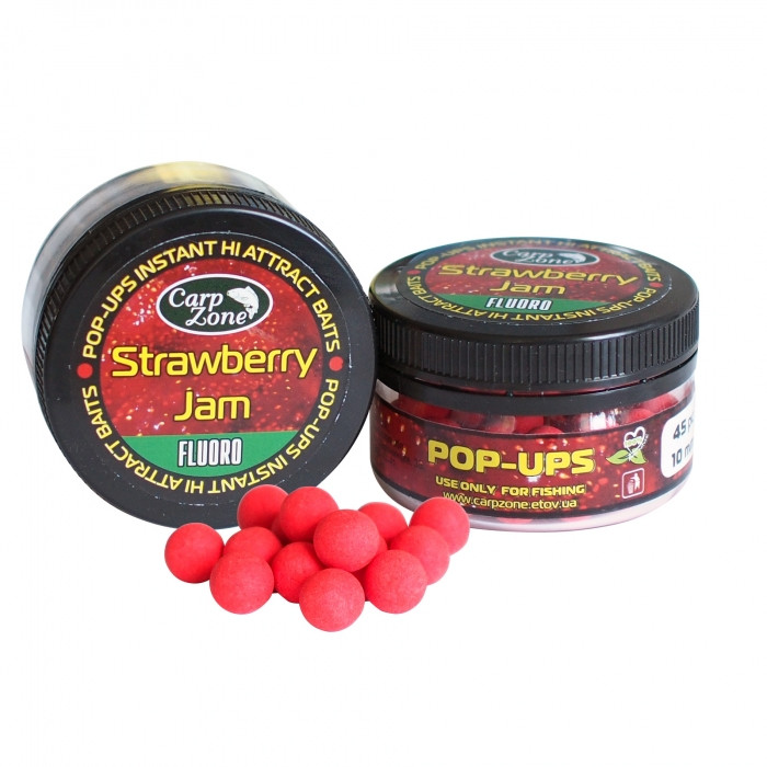 Поп-ап флюро Клубника CarpZone Pop-Ups Fluro Strawberry Jam, уп/30 шт