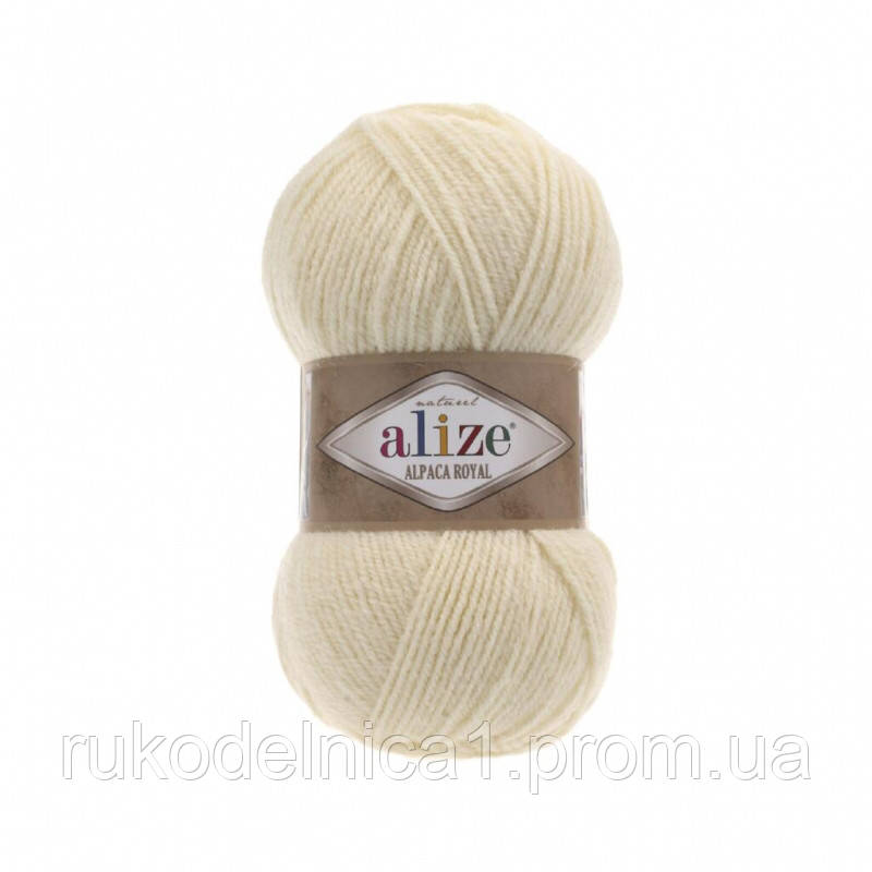 

Пряжа 01 Alize Alpaca Royal, 100гр - 250м (молочный) очень теплая