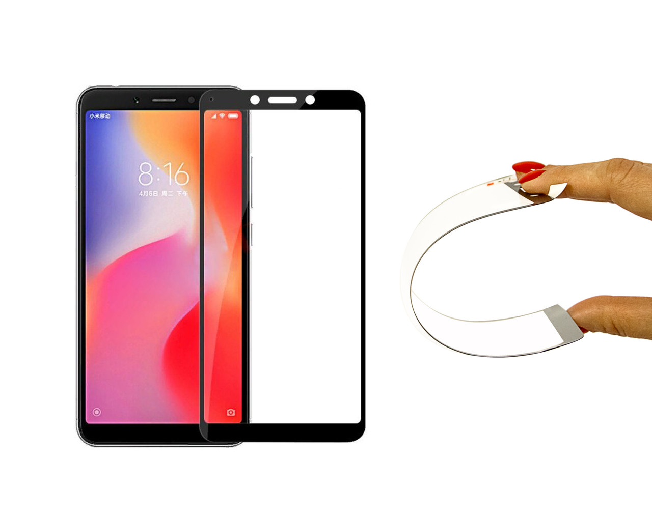 

Защитное 5D cтекло Nano Flexible GLASS ITOP для Xiaomi Redmi 6A Full Cover Черный