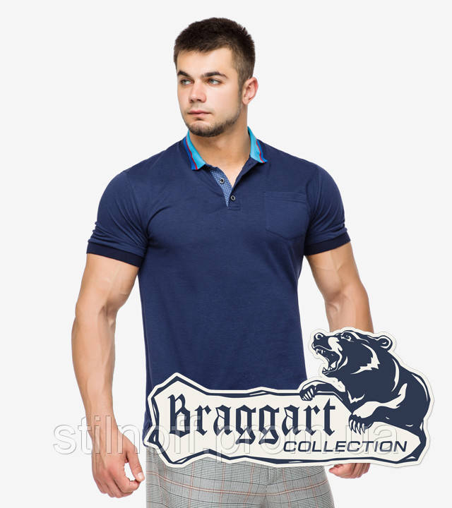 

Braggart | Мужская футболка поло 6422 т.синий-электрик