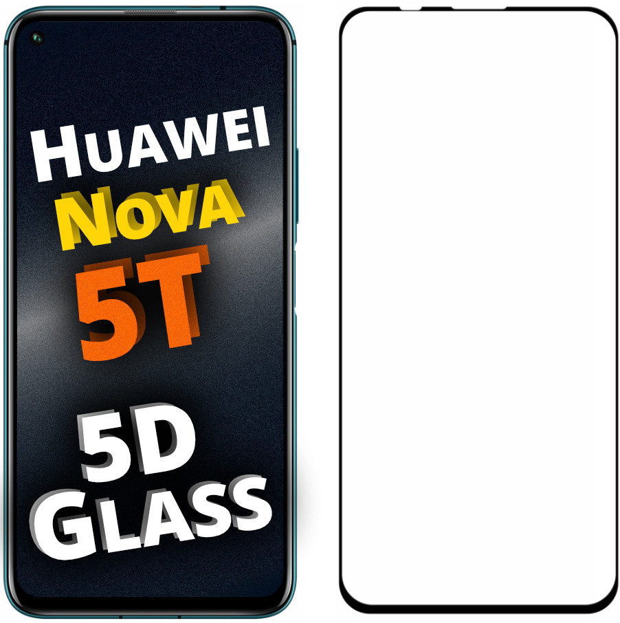 

5D стекло Huawei Nova 5T (Защитное Full Glue) Black (Хуавей Нова 5Т), Черный