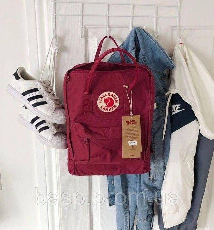 

Рюкзак Fjallraven Kanken Classic Канкен Текстиль 16 литров водоотталкивающий рефлективный, реплика Бордовый