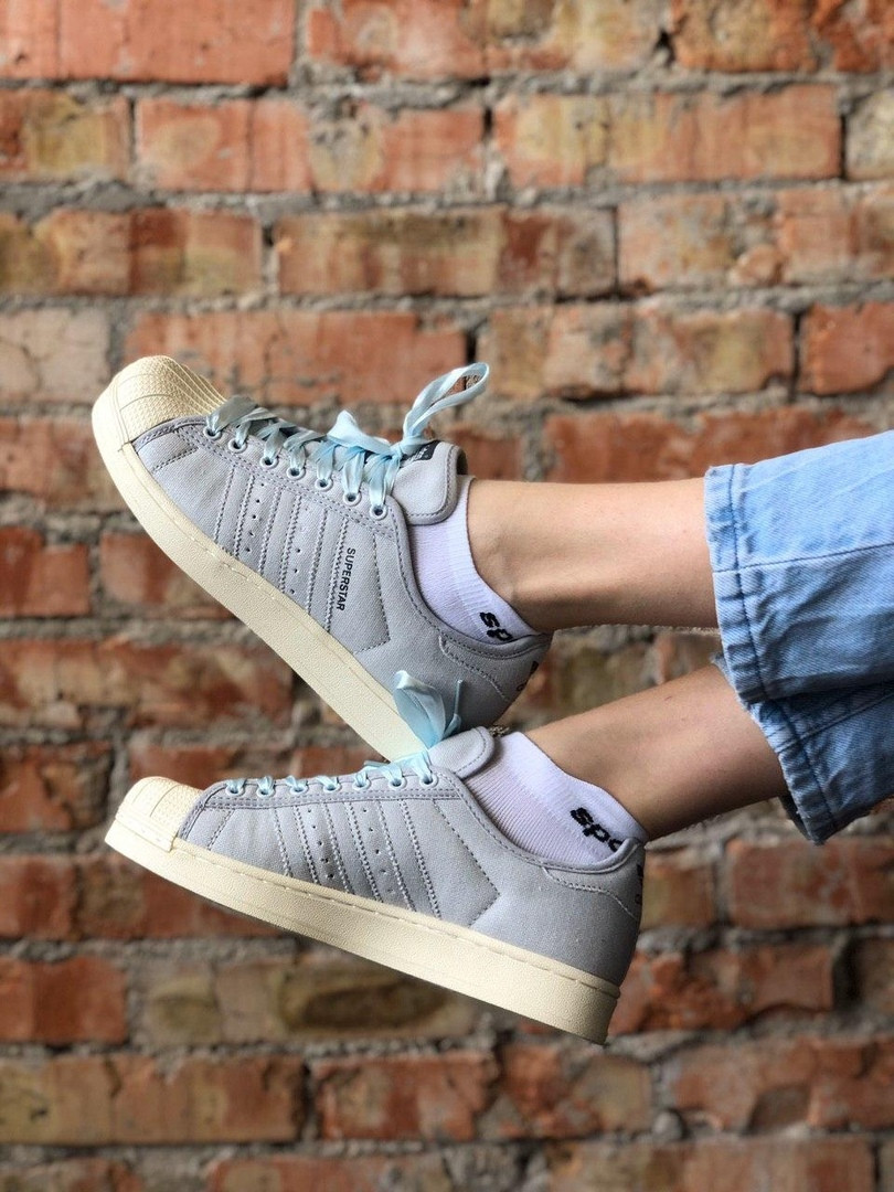 

Кроссовки женские Adidas Superstar, серые, Адидас Суперстар, замша, прошиты, код FL-3143