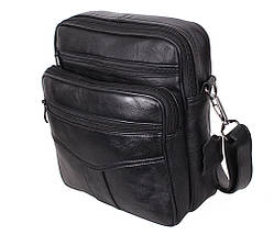 Чоловіча шкіряна сумка Dovhani SW2014-174m Чорна 24 x 20 x 10 см, фото 2